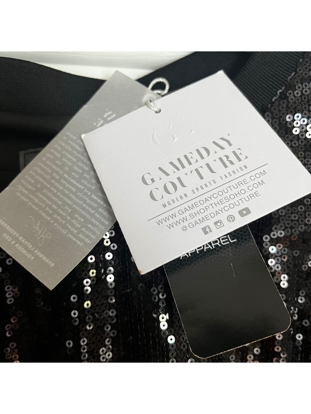 Gameday Couture Commanders Black Sequin Top Size Large - Picture 4 of 7
